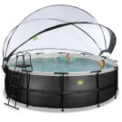 EXIT Black Leather pool 15ft x 48in with sand filter pump and dome and accessory set - black