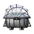 EXIT Black Leather pool 13ft x 6.6ft x 39in with sand filter pump and dome - black