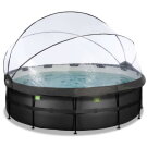 EXIT Black Leather pool 15ft x 48in with sand filter pump and dome - black