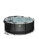 EXIT Black Leather pool 12ft x 48in with sand filter pump and dome - black
