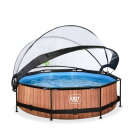 EXIT Wood Pool 10 ftx30in with Filter Pump & Dome - Brown
