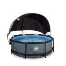 EXIT Stone pool 8ft x 30in with filter pump and canopy - grey