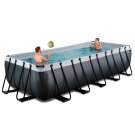 EXIT Black Leather pool 18ft x 8ft x 48in with sand filter pump - black