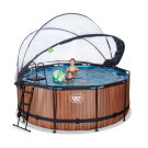 EXIT Wood pool 12ft x 48in with sand filter pump and dome - brown
