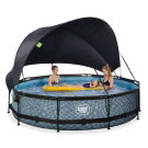 EXIT Stone pool 12ft x 30in with filter pump and canopy - grey
