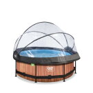EXIT Wood Pool &Oslash;8ft with Filter Pump & Dome - Brown