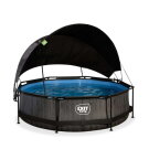 EXIT Black Wood pool 10ft x 30in with filter pump and canopy - black