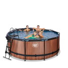 EXIT Wood pool 12ft x 48in with sand filter pump and dome - brown