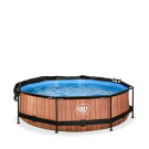EXIT Wood pool 10ft x 30in with filter pump and canopy - brown