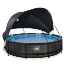 EXIT Black Wood pool 12ft x 30in with filter pump and canopy - black