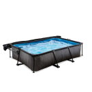 EXIT Black Wood pool 10ft x 6.6ft x 25.6in with filter pump and canopy - black