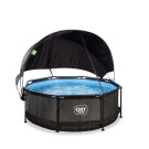 EXIT Black Wood pool 8ft x 30in with filter pump and canopy - black
