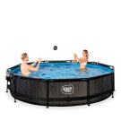 EXIT Black Wood pool 12ft x 30in with filter pump and dome - black