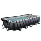 EXIT Black Leather pool 18ft x 8ft x 39in with sand filter pump and dome - black