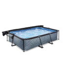 EXIT Stone pool 10ft x 6.6ft x 25.6in with filter pump and canopy - grey