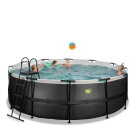 EXIT Black Leather pool 14ft x 48in with sand filter pump - black