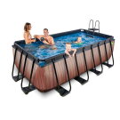 EXIT Wood pool 13ft x 6.6ft x 48in with sand filter pump - brown