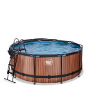 EXIT Wood pool 12ft x 48in with sand filter pump and dome - brown