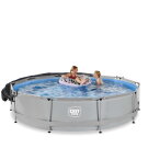 EXIT Soft Grey Pool 12ftx30in with Pump & Canopy - Grey