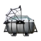 EXIT Black Leather pool 13ft x 6.6ft x 39in with sand filter pump and dome - black