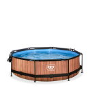 EXIT Wood Pool 10 ftx30in with Filter Pump & Dome - Brown