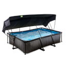 EXIT Black Wood pool 10ft x 6.6ft x 25.6in with filter pump and canopy - black