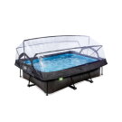 EXIT Black Wood pool 7ft x 5ft x 25.6in with filter pump and dome - black