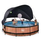 EXIT Wood pool 12ft x 30in with filter pump and canopy - brown