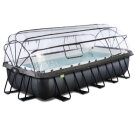 EXIT Black Leather pool 18ft x 8ft x 39in with sand filter pump and dome - black