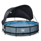 EXIT Stone pool ø360x76cm with filter pump and canopy - grey