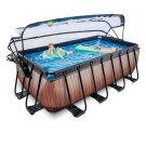EXIT Wood pool 13ft x 6.6ft x 48in with sand filter pump and dome - brown