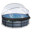 EXIT Stone pool 14ft x 48in with sand filter pump and dome - grey