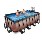 EXIT Wood pool 13ft x 6.6ft x 48in with sand filter pump - brown