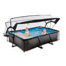 EXIT Black Wood pool 10ft x 6.6ft x 25.6in with filter pump and dome - black