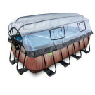 EXIT Wood pool 13ft x 6.6ft x 48in with sand filter pump and dome - brown