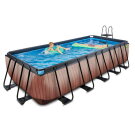 EXIT Wood pool 18ft x 8ft x 48in with sand filter pump - brown