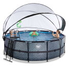 EXIT Stone pool 14ft x 48in with sand filter pump and dome - grey