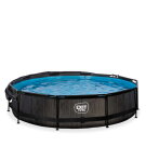 EXIT Black Wood pool 12ft x 30in with filter pump and canopy - black