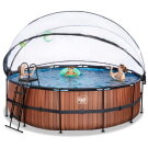 EXIT Wood pool 15ft x 48in with sand filter pump and dome - brown