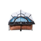 EXIT Wood pool 220x150x65cm with filter pump and dome - brown