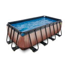 EXIT Wood pool 13ft x 6.6ft x 48in with sand filter pump - brown