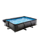 EXIT Black Wood pool 300x200x65cm with filter pump and dome - black