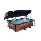 EXIT Wood pool 7ft x 5ft x 25.6in with filter pump and canopy - brown