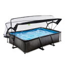 EXIT Black Wood pool 300x200x65cm with filter pump and dome - black