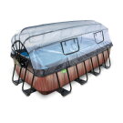 EXIT Wood pool 13ft x 6.6ft x 39in with sand filter pump and dome - brown