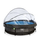 EXIT Black Wood pool 10ft x 30in with filter pump and dome - black