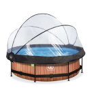 EXIT Wood Pool 10 ftx30in with Filter Pump & Dome - Brown