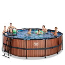 EXIT Wood pool 15ft x 48in with sand filter pump - brown