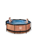 EXIT Wood pool 8ft x 30in with filter pump and canopy - brown
