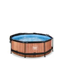 EXIT Wood pool 8ft x 30in with filter pump and canopy - brown
